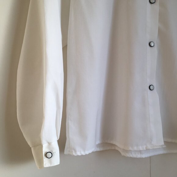 Vintage Bibbed Collar White Button Down Performance Choir Blouse - Picture 7 of 16
